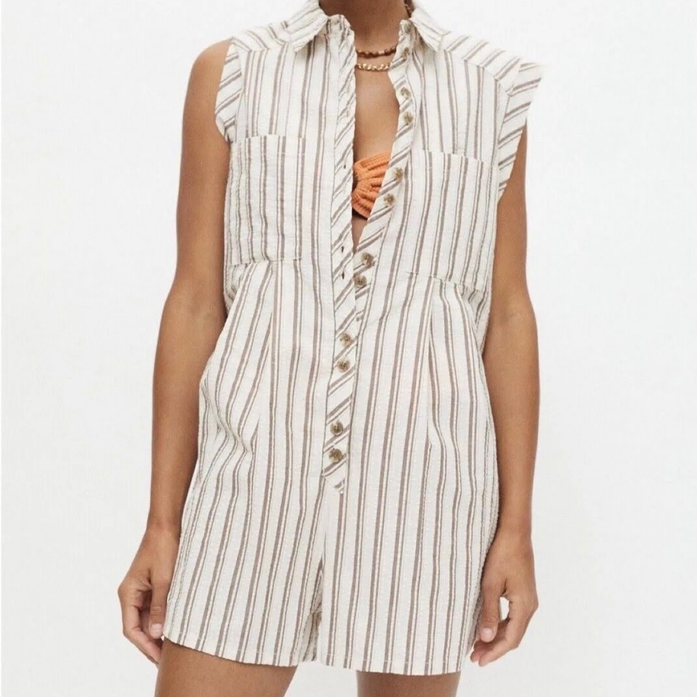 Urban Outfitters Workwear Zoey Stripe Romper